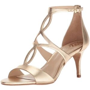 NWT Vince Camuto Payto Women 10 / 42 Egyptian Gold Metallic Strappy Sandal Heels